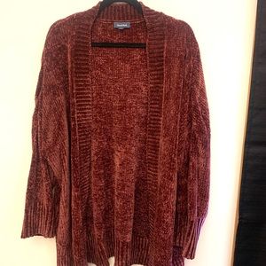 Woven Maroon Open Sweater